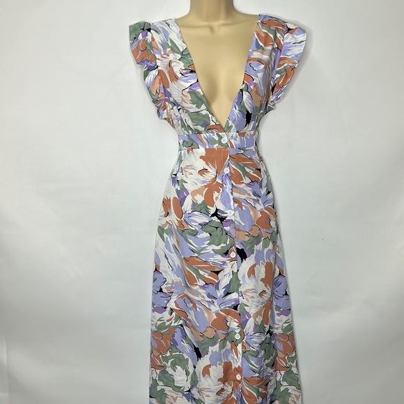 Purple and Pink Flutter Sleeve Maxi Sundress - Picture 2 of 11